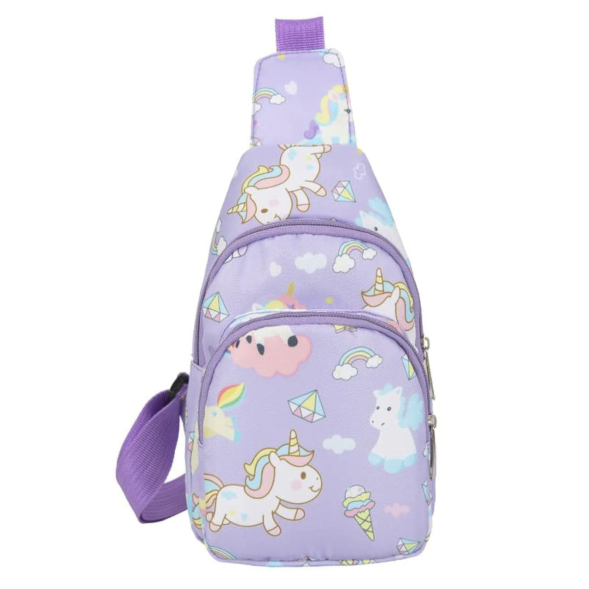 Hiflyer Kids Crossbody Sling Bag, Small Nylon Travel Cartoon Bag (Blue)