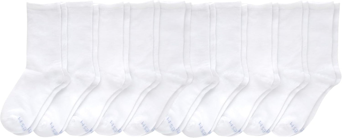 Hanes Girls' Uniform Crew Socks, Plain Crew Socks, Knit Crew Socks for School Or Play, 10-pairs