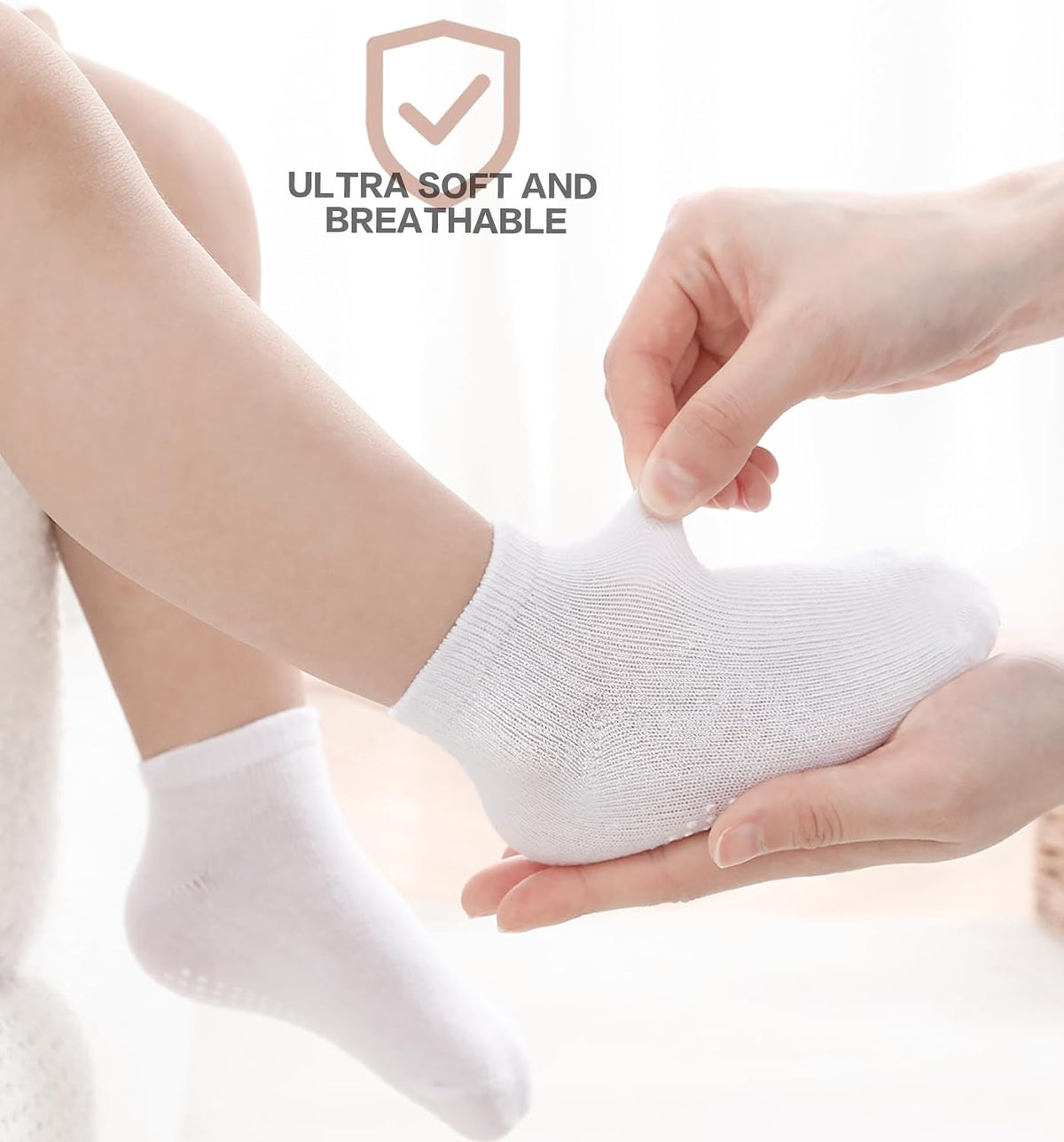 Baby Non-Slip Ankle Socks 12 Pack Soft Cotton for Infant Toddlers Girl Boy
