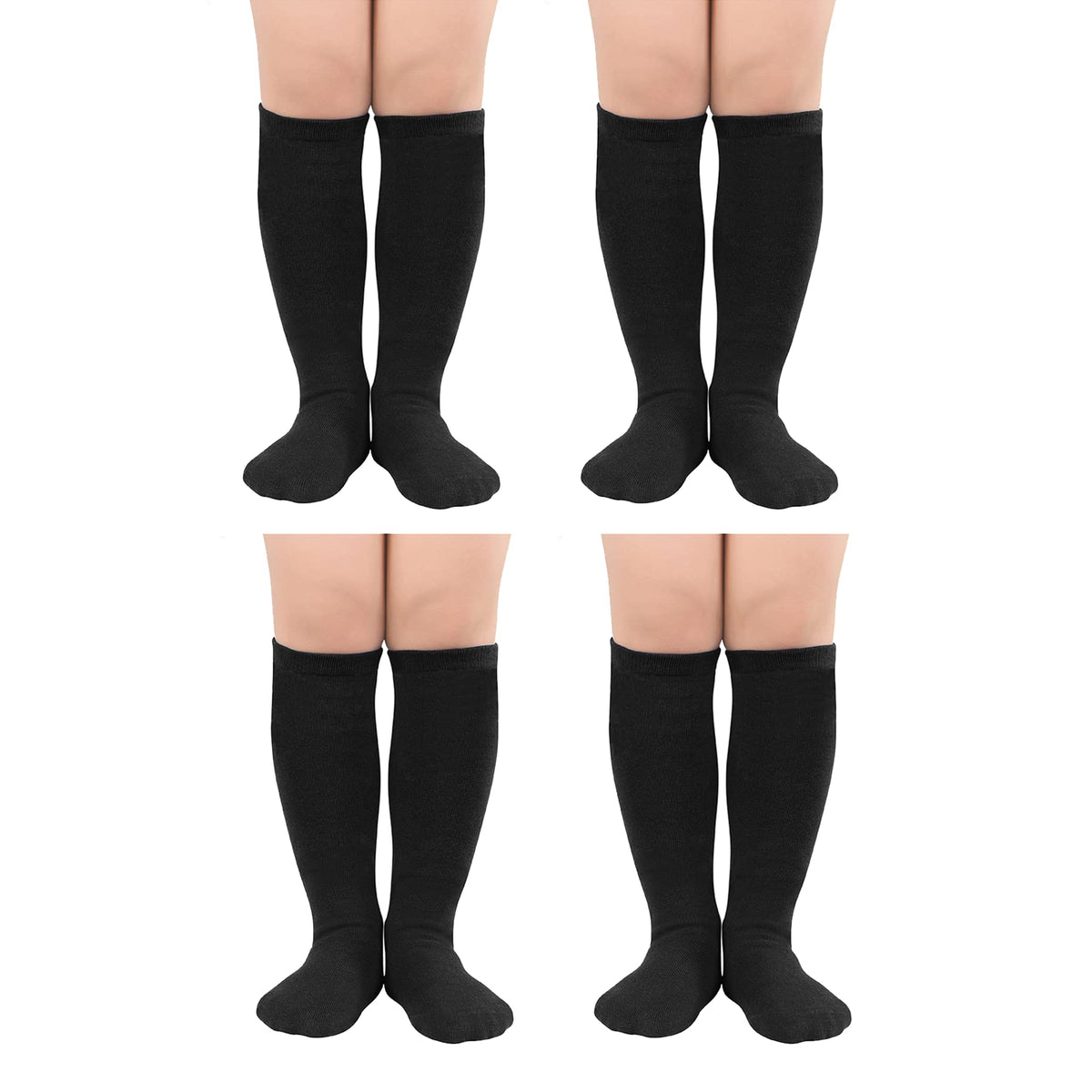 Zando 4 Pairs Kids Soccer Socks Athletic Youth Boys Girls Knee High Socks