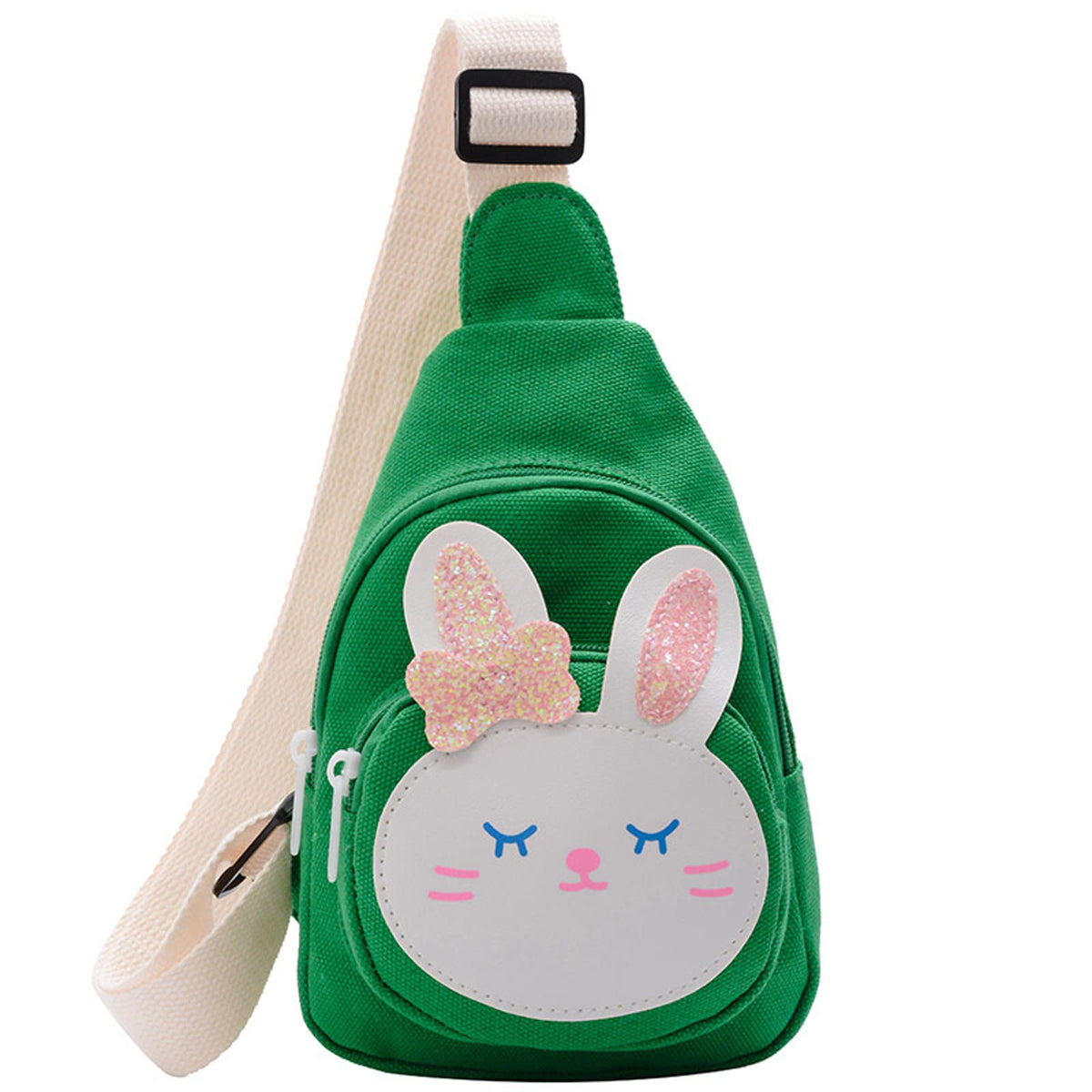 Hiflyer Pink Strawberry Sling Backpack, Small Backpack for Girls, Kawaii Bag, Lightweight Canvas, Adjustable Shoulder Strap, Zipper, 8x5x2 inches