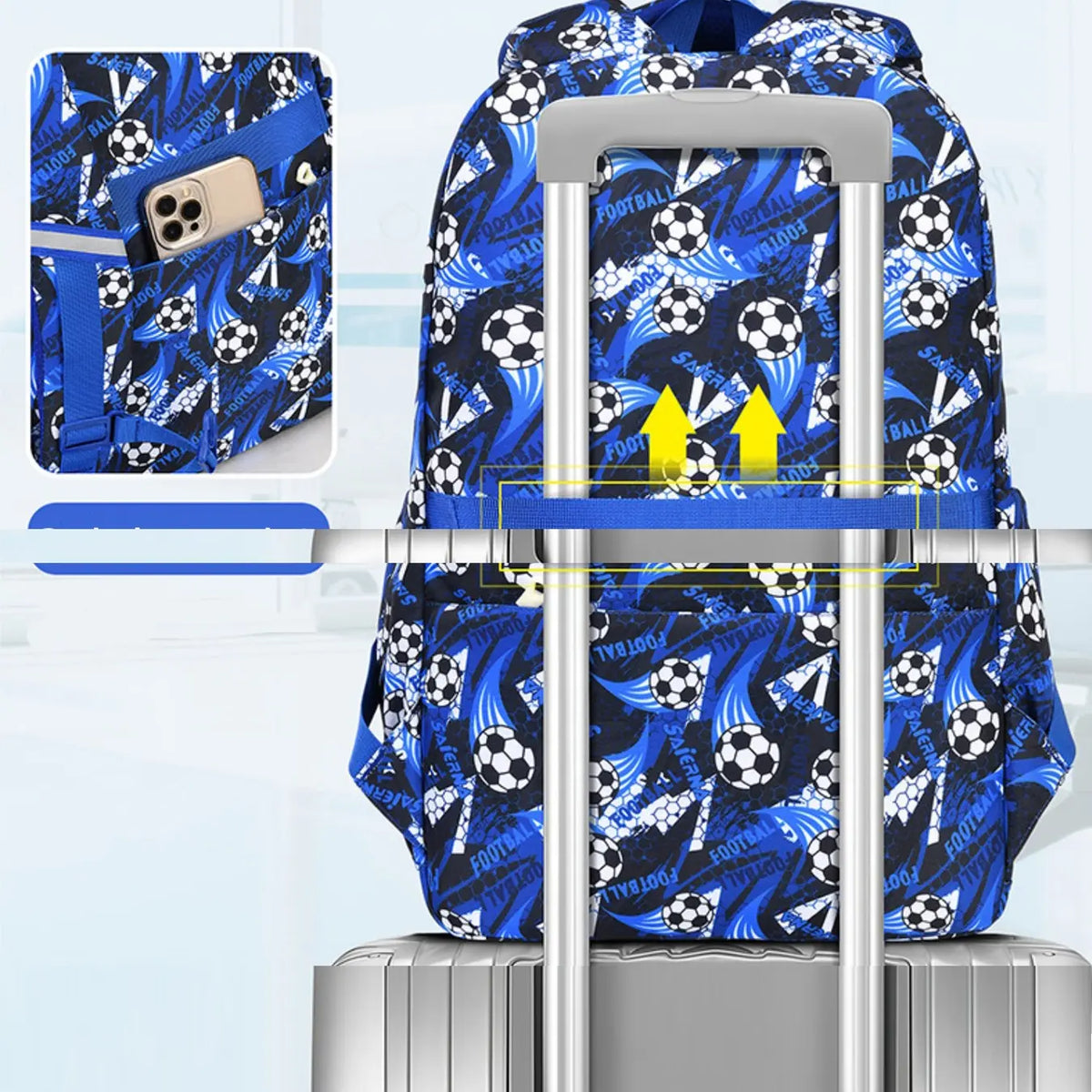 Personalized Football Multi Compartment Pattern Backpack Set for Boys and Girls, Youth Sports Backpack, Sports Theme School Backpacks with Lunch Bag, Ideal for Middle School Students