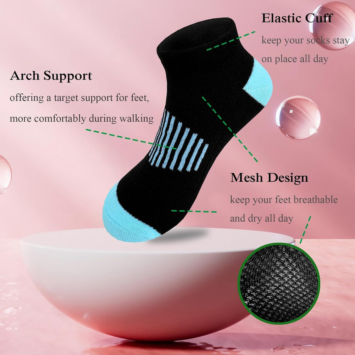 JAMEGIO 12 Pairs Girls Socks Ankle Socks for Girls Running Athletic Low Cut Sock for Little Big Girl