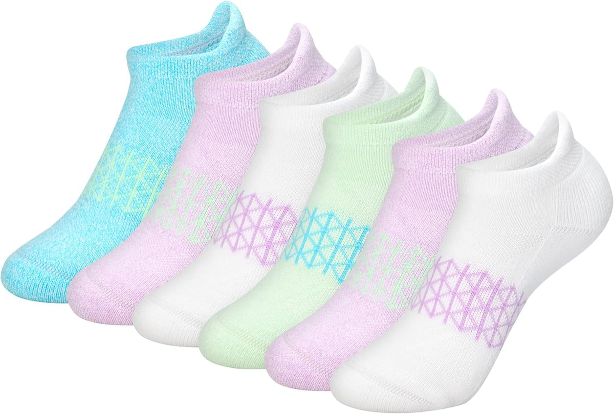 Hanes girls Socks Pack, Ankle, Crew, No Show 6 Pairs, Absolute Active Cushioned Ankle Socks for Girls