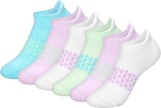 Hanes girls Socks Pack, Ankle, Crew, No Show 6 Pairs, Absolute Active Cushioned Ankle Socks for Girls
