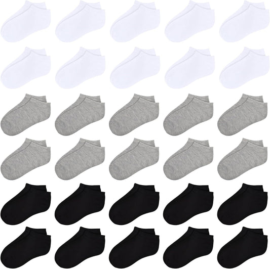 Toddler Socks 30 Pairs Kids Low Cut Socks 1-14 Years