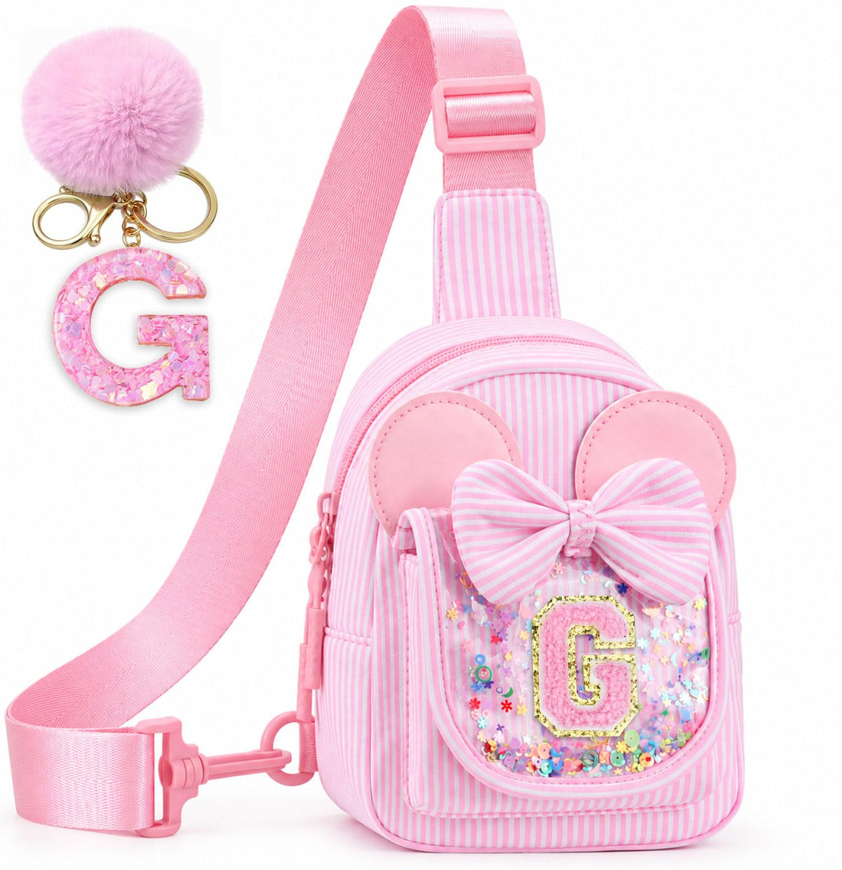 Girls Birthday Gifts for Kids - Initial Pink Small Sling Bags for Girl Fanny Pack Belt Bag for Crossbody Bags Purse for Kids Little Girl Gifts Pink A