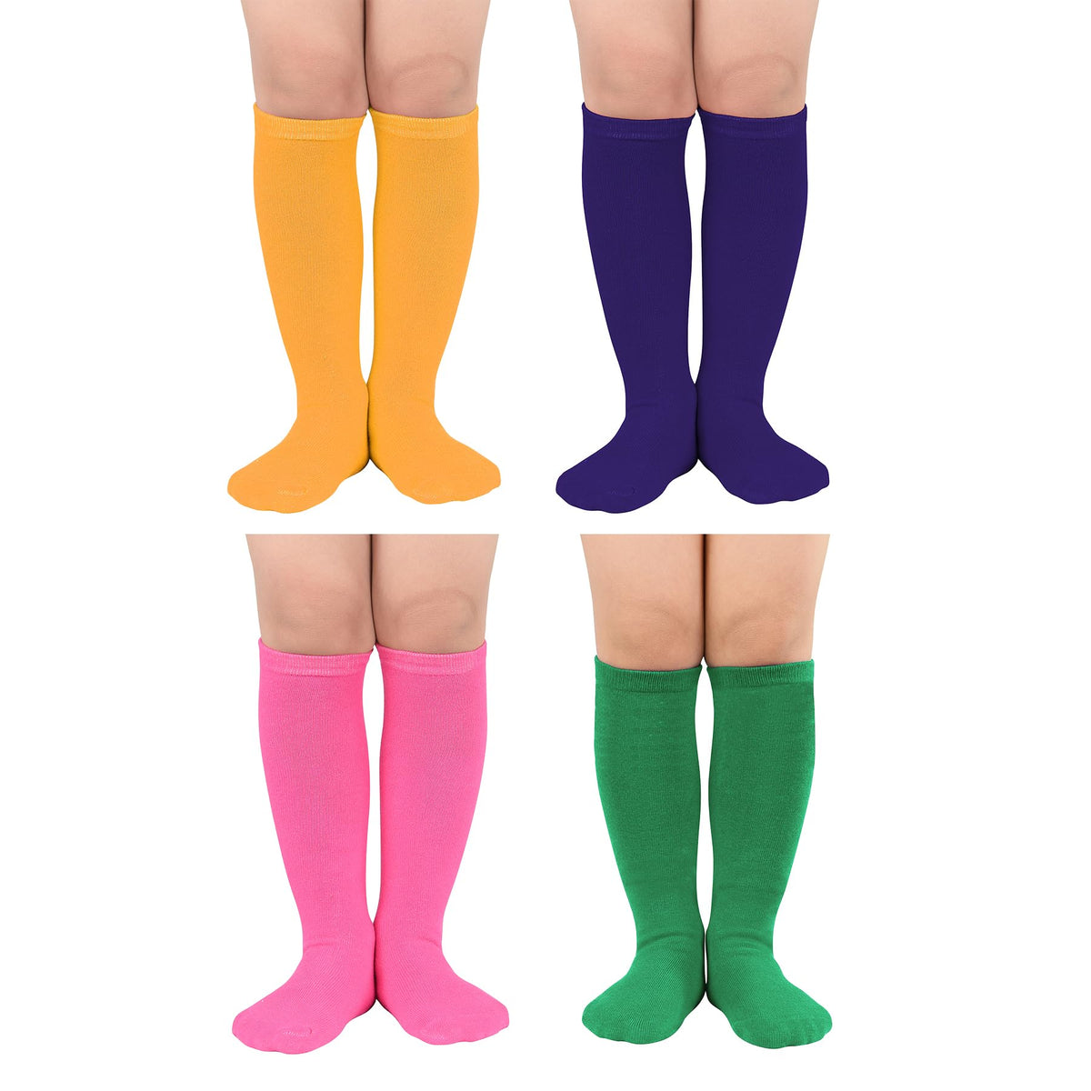 Zando 4 Pairs Kids Soccer Socks Athletic Youth Boys Girls Knee High Socks