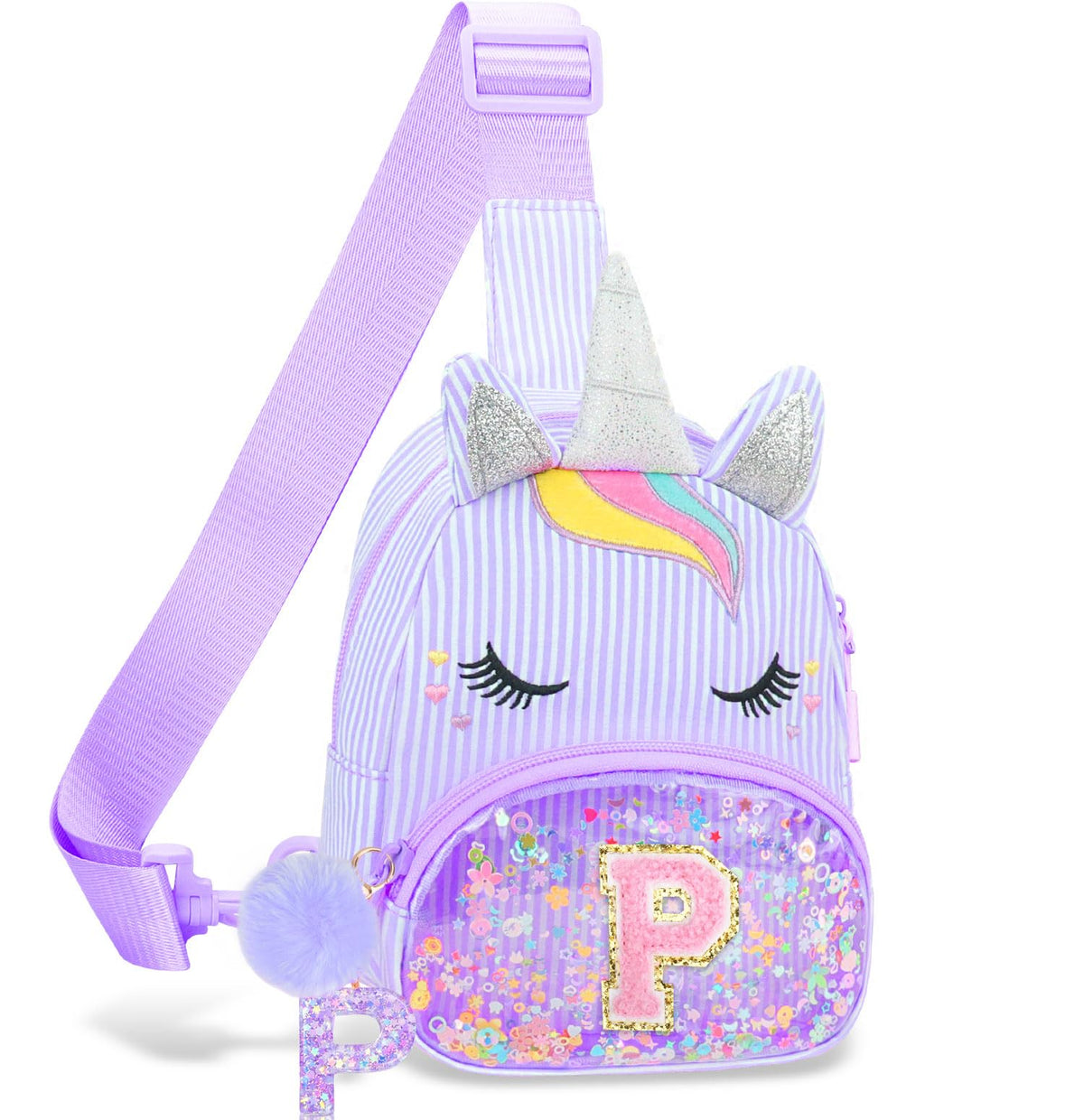 Girls Birthday Gifts for Kids - Initial Pink Small Sling Bags for Girl Fanny Pack Belt Bag for Crossbody Bags Purse for Kids Little Girl Gifts Pink A