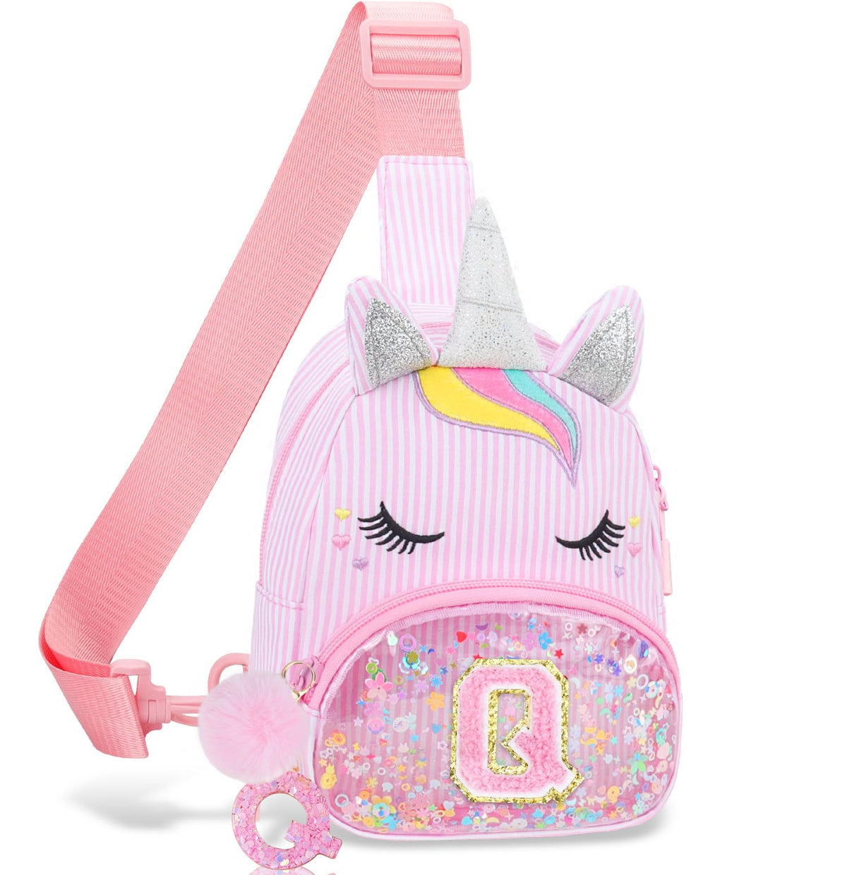 Girls Birthday Gifts for Kids - Initial Pink Small Sling Bags for Girl Fanny Pack Belt Bag for Crossbody Bags Purse for Kids Little Girl Gifts Pink A