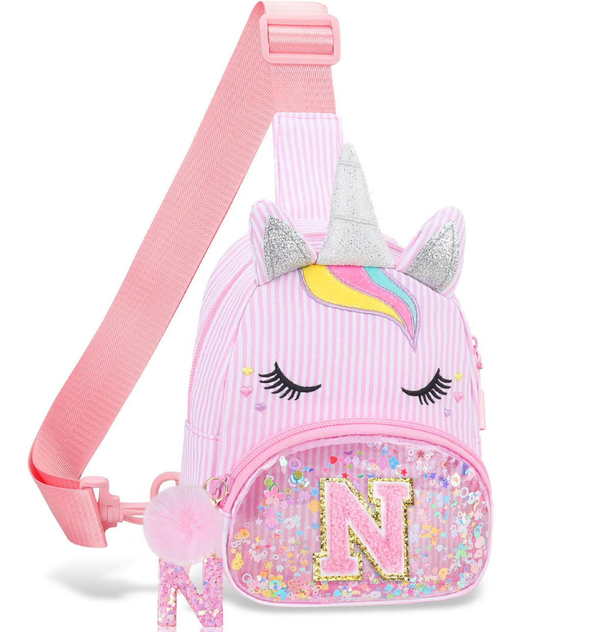 Girls Birthday Gifts for Kids - Initial Pink Small Sling Bags for Girl Fanny Pack Belt Bag for Crossbody Bags Purse for Kids Little Girl Gifts Pink A