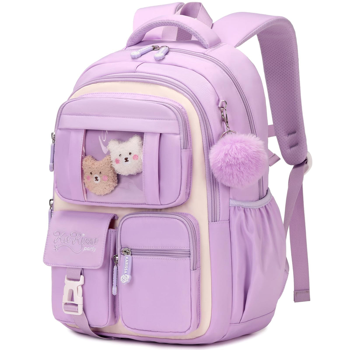 PIG PIG GIRL Kids Backpack for Girls - School Bags for Middle School Students - Book Bag for Elementary Primary - Kawaii Ita Backpack - Purple