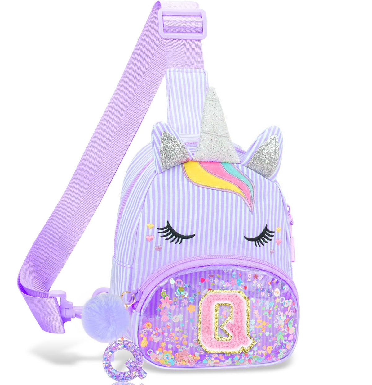 Girls Birthday Gifts for Kids - Initial Pink Small Sling Bags for Girl Fanny Pack Belt Bag for Crossbody Bags Purse for Kids Little Girl Gifts Pink A