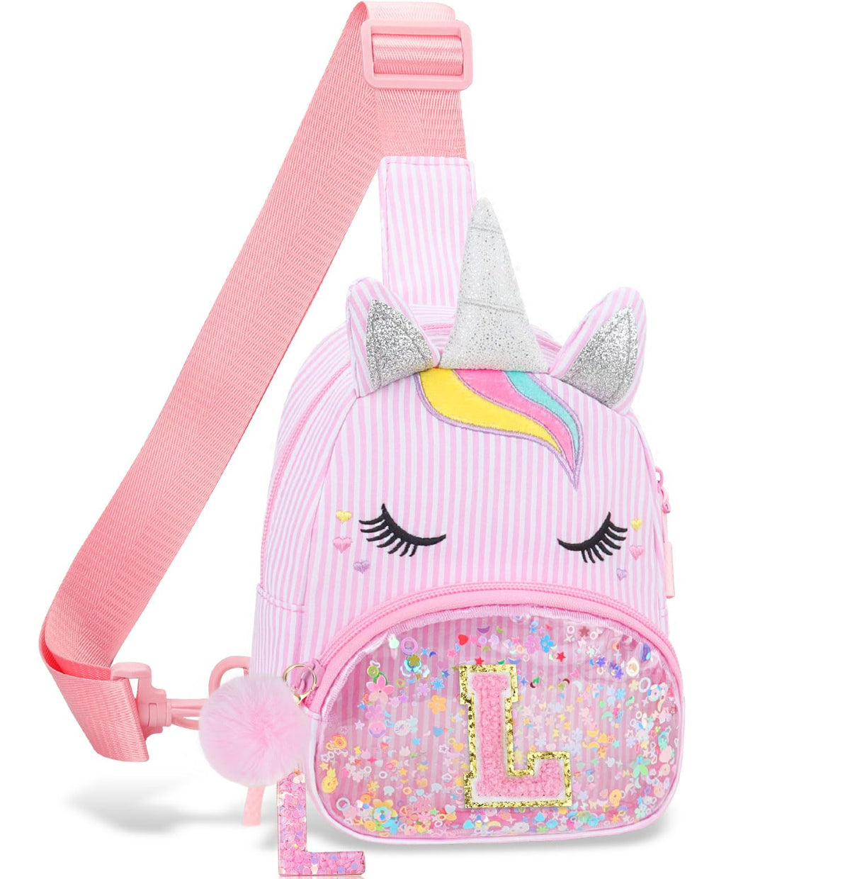Girls Birthday Gifts for Kids - Initial Pink Small Sling Bags for Girl Fanny Pack Belt Bag for Crossbody Bags Purse for Kids Little Girl Gifts Pink A