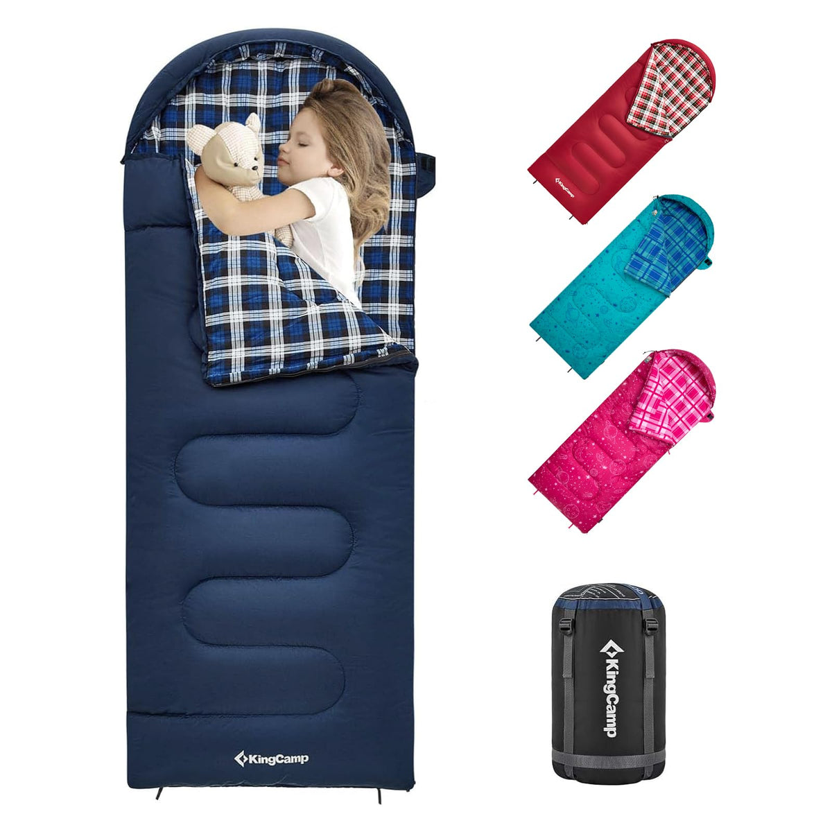 KingCamp 45°F Kids Sleeping Bag, 100% Flannel Sleeping Bag for 10-12 Child