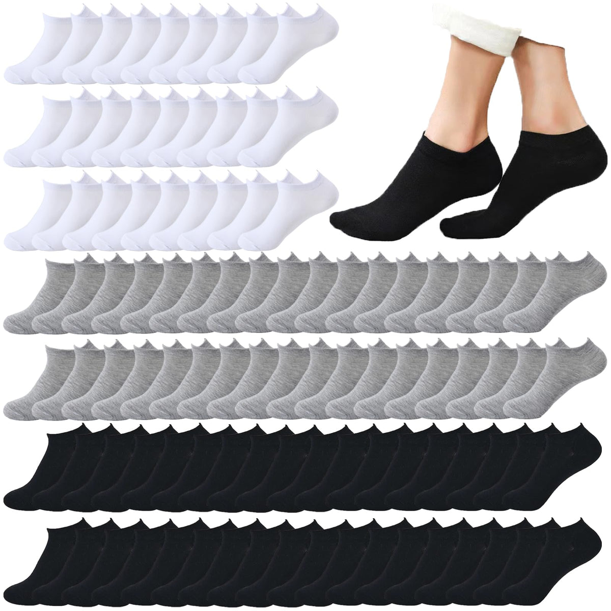 12-30 Pairs Low Cut Ankle Socks for Women No Show Casual Breathable Athletic Socks Bulk for Sport