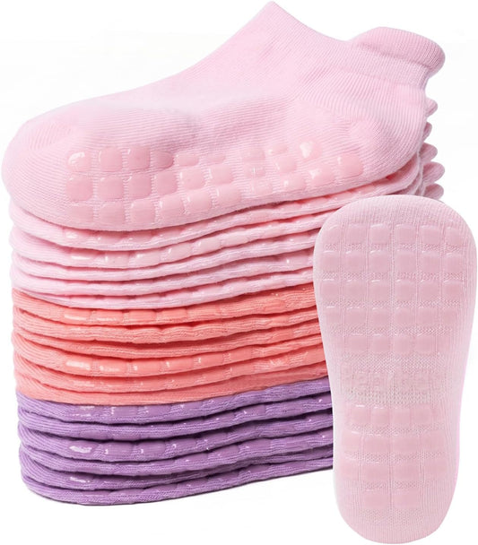Non-Slip Baby Cotton Ankle Socks with Grippers for Toddler Walking