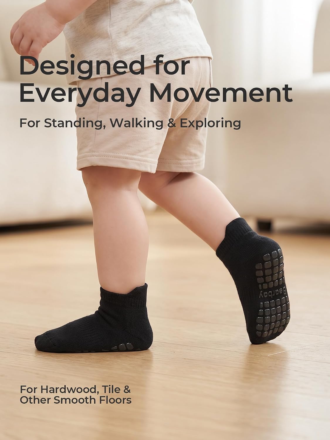 Non-Slip Baby Cotton Ankle Socks with Grippers for Toddler Walking
