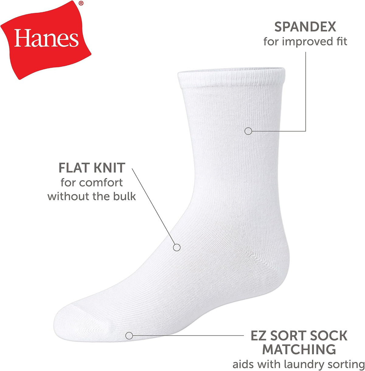 Hanes Girls' Uniform Crew Socks, Plain Crew Socks, Knit Crew Socks for School Or Play, 10-pairs