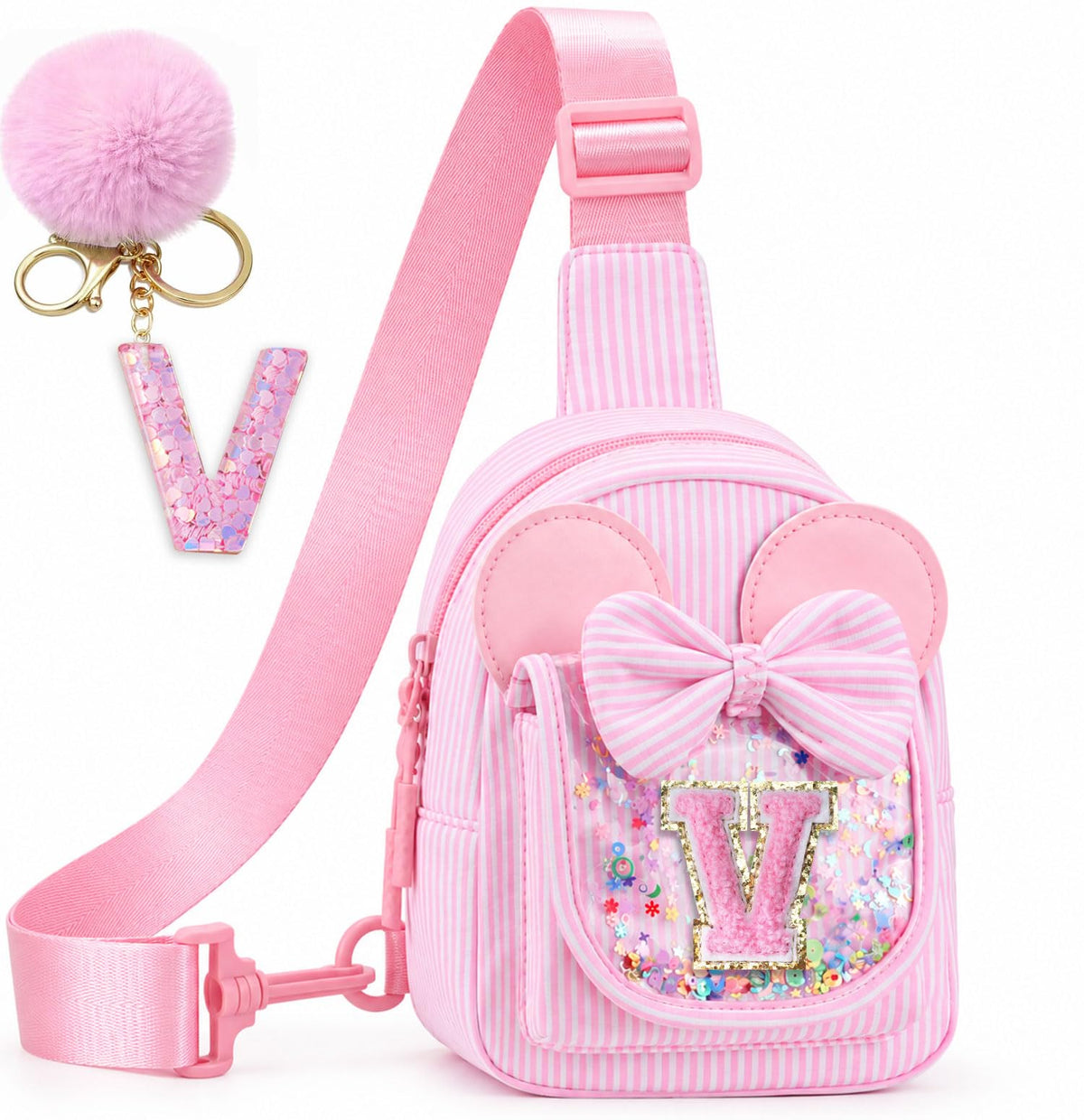 Girls Birthday Gifts for Kids - Initial Pink Small Sling Bags for Girl Fanny Pack Belt Bag for Crossbody Bags Purse for Kids Little Girl Gifts Pink A