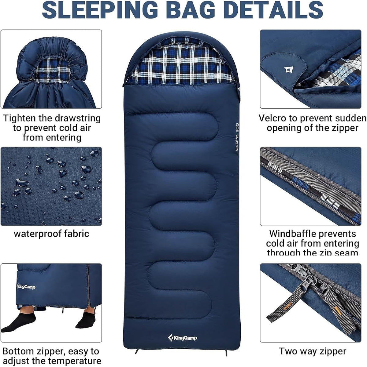 KingCamp 45°F Kids Sleeping Bag, 100% Flannel Sleeping Bag for 10-12 Child