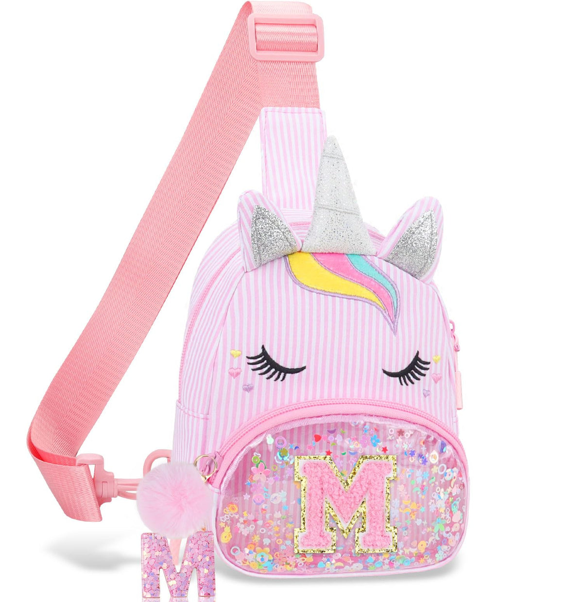 Girls Birthday Gifts for Kids - Initial Pink Small Sling Bags for Girl Fanny Pack Belt Bag for Crossbody Bags Purse for Kids Little Girl Gifts Pink A