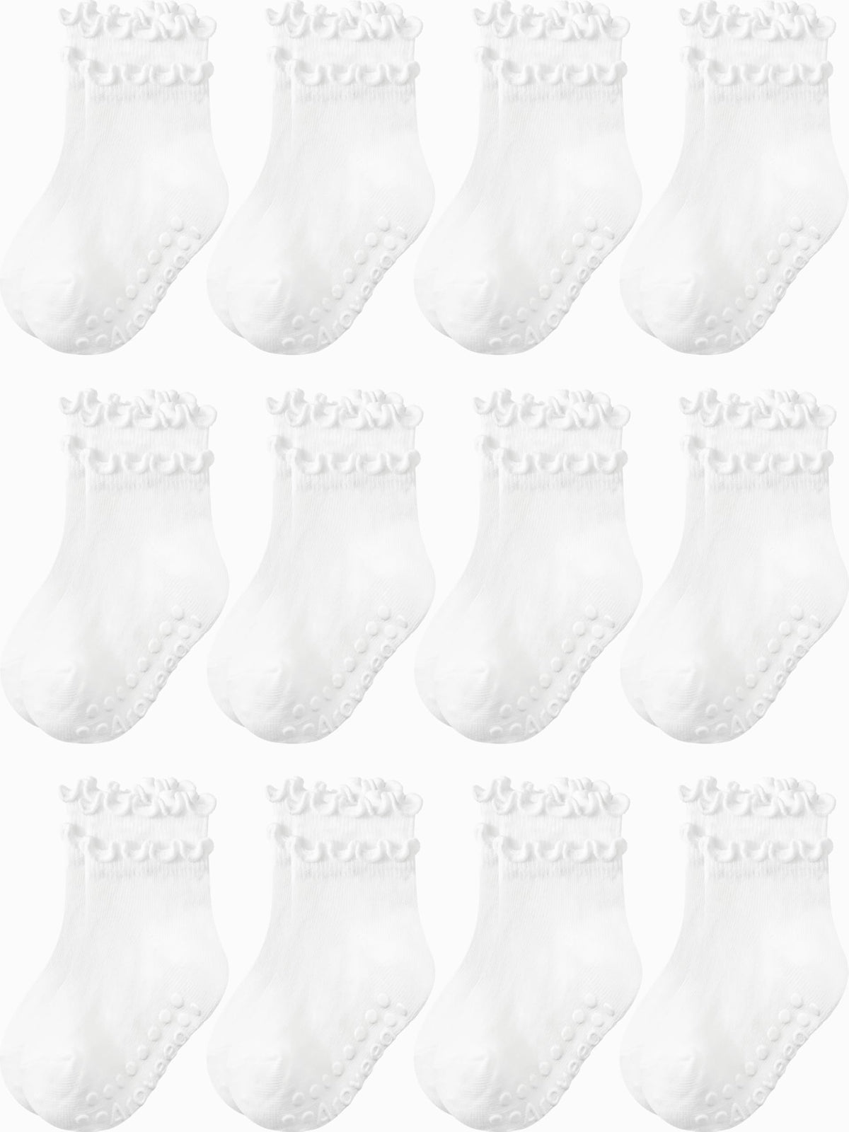 Baby Toddler Girls Socks Grip Ruffle Non Slip Kids Cotton 12 Pack Socks