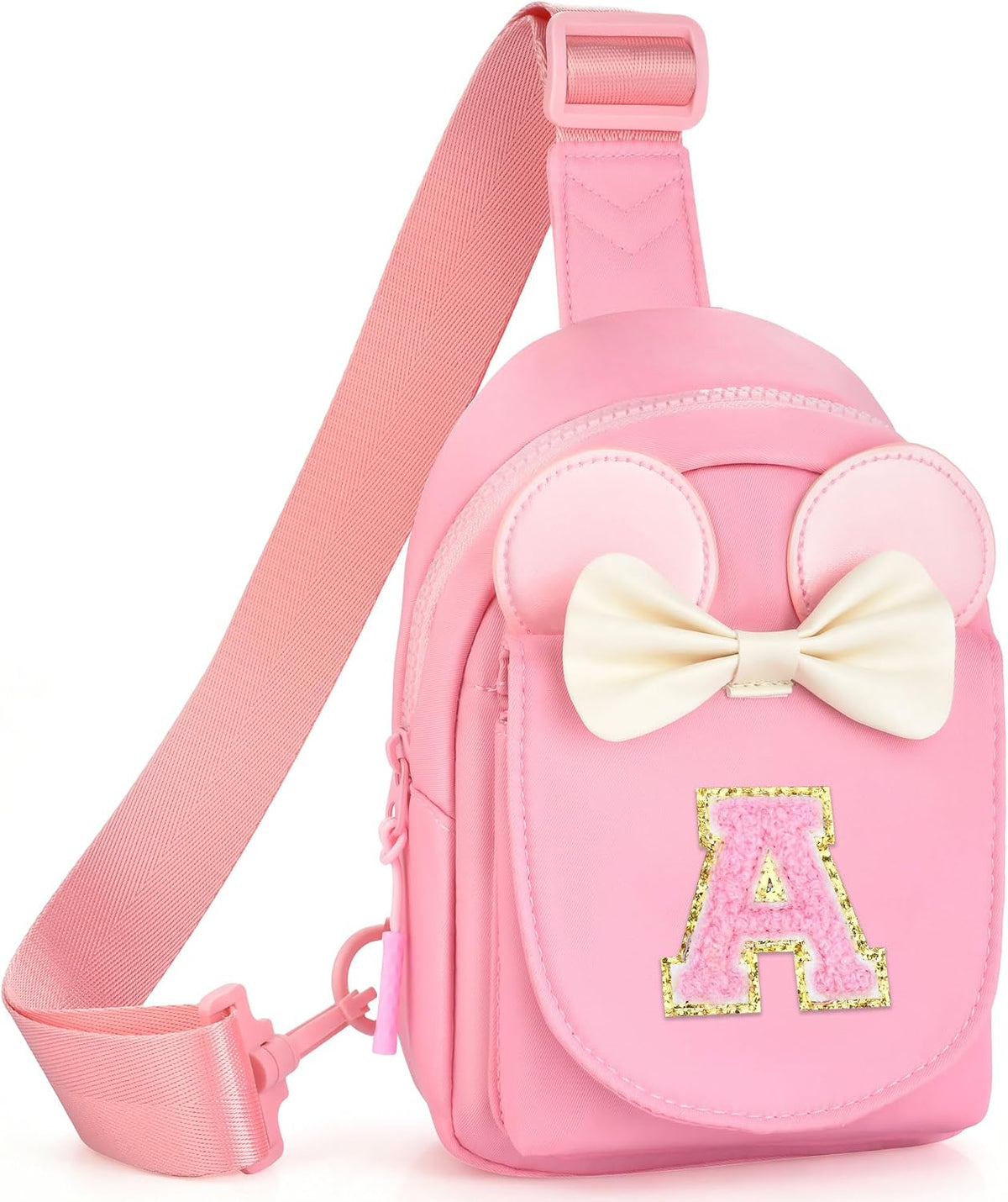 Girls Birthday Gifts for Kids - Initial Pink Small Sling Bags for Girl Fanny Pack Belt Bag for Crossbody Bags Purse for Kids Little Girl Gifts Pink A