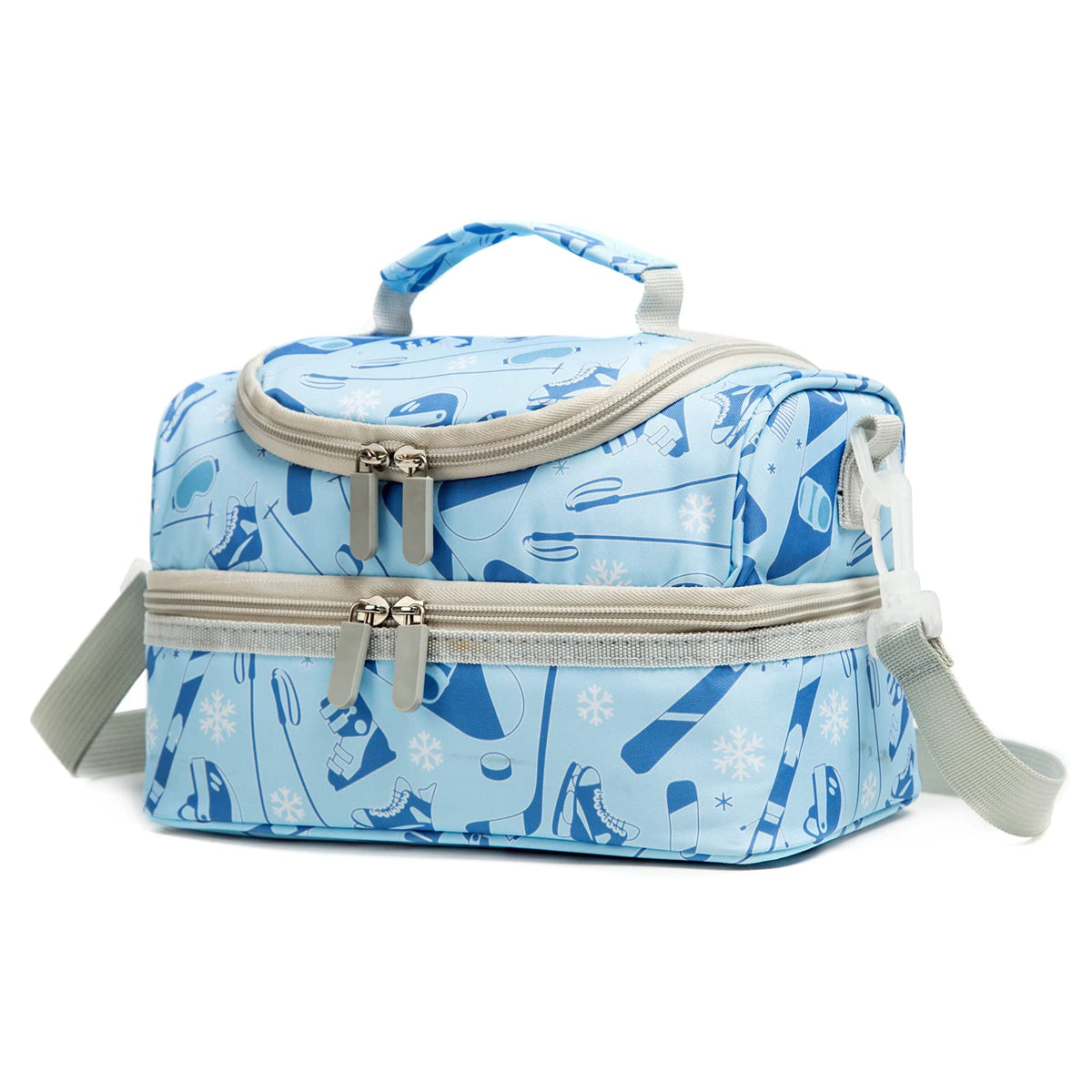 Insulated Kids Dual Compartment Lunch Bags Tote for Girls Boys Toddler Lunch Boxes Pre-School Toddler Kindergarten Elementary Picnic Food Cooler Thermal with Strap (Rainbow Daisies)