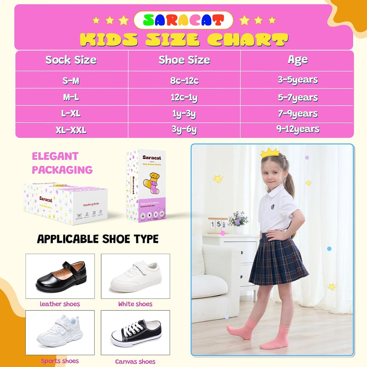 100% Cotton Ankle Socks for Girls,Athletic Cute Socks