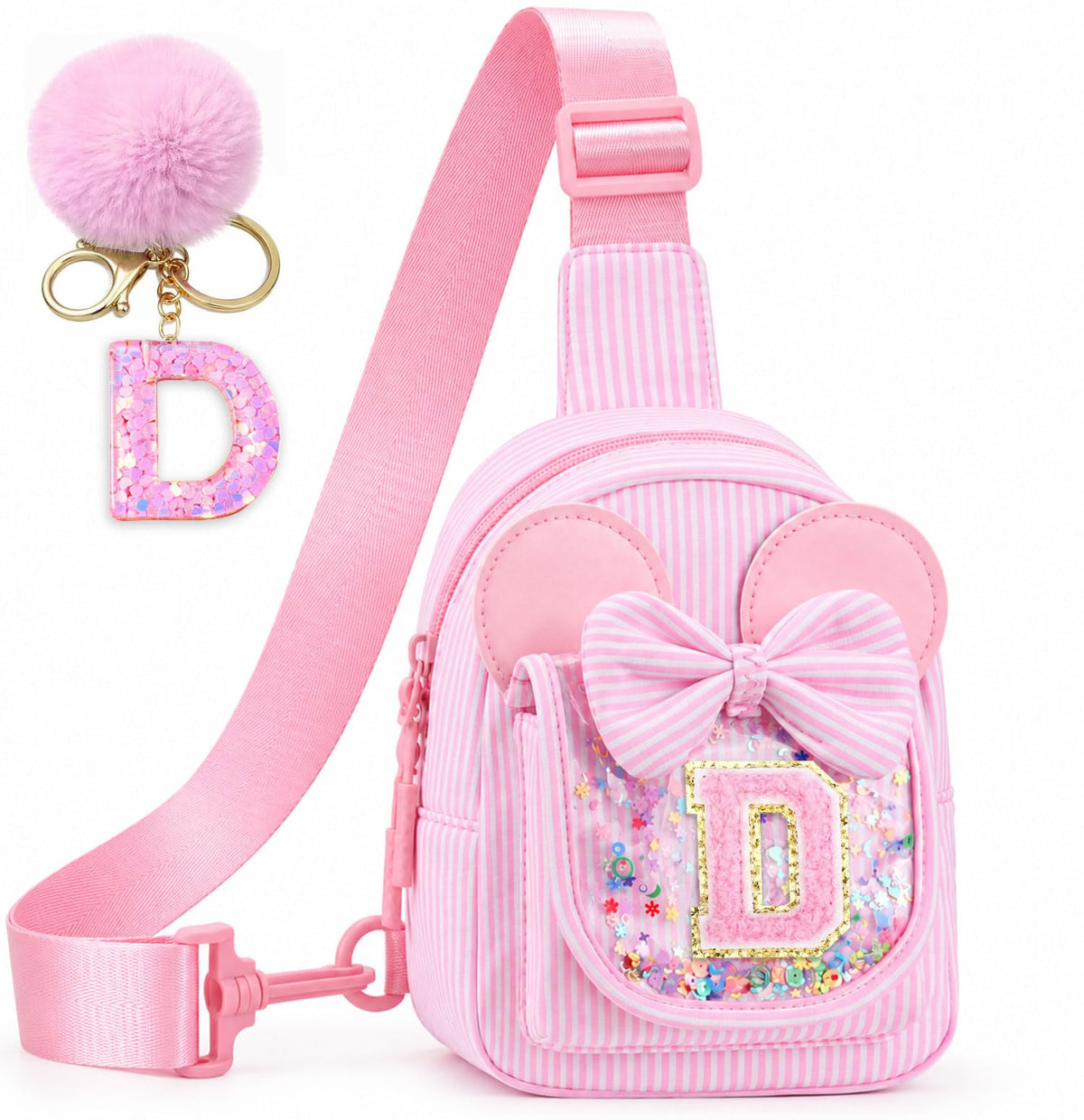 Girls Birthday Gifts for Kids - Initial Pink Small Sling Bags for Girl Fanny Pack Belt Bag for Crossbody Bags Purse for Kids Little Girl Gifts Pink A