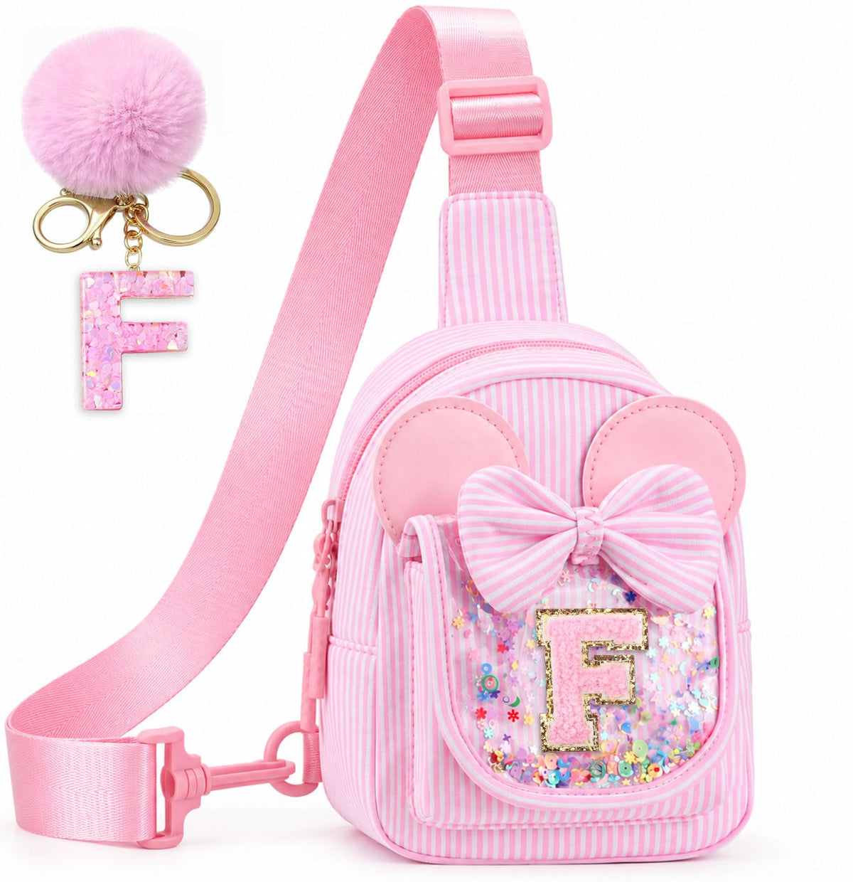 Girls Birthday Gifts for Kids - Initial Pink Small Sling Bags for Girl Fanny Pack Belt Bag for Crossbody Bags Purse for Kids Little Girl Gifts Pink A