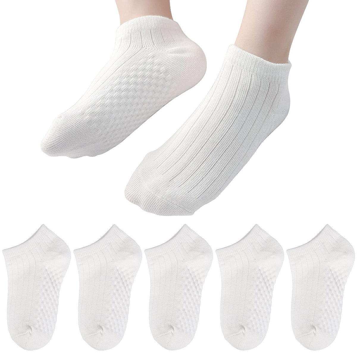 5 Pack Toddler Girls Boys Mesh Thin Cotton Low Cut Kids No Show Ankle Socks