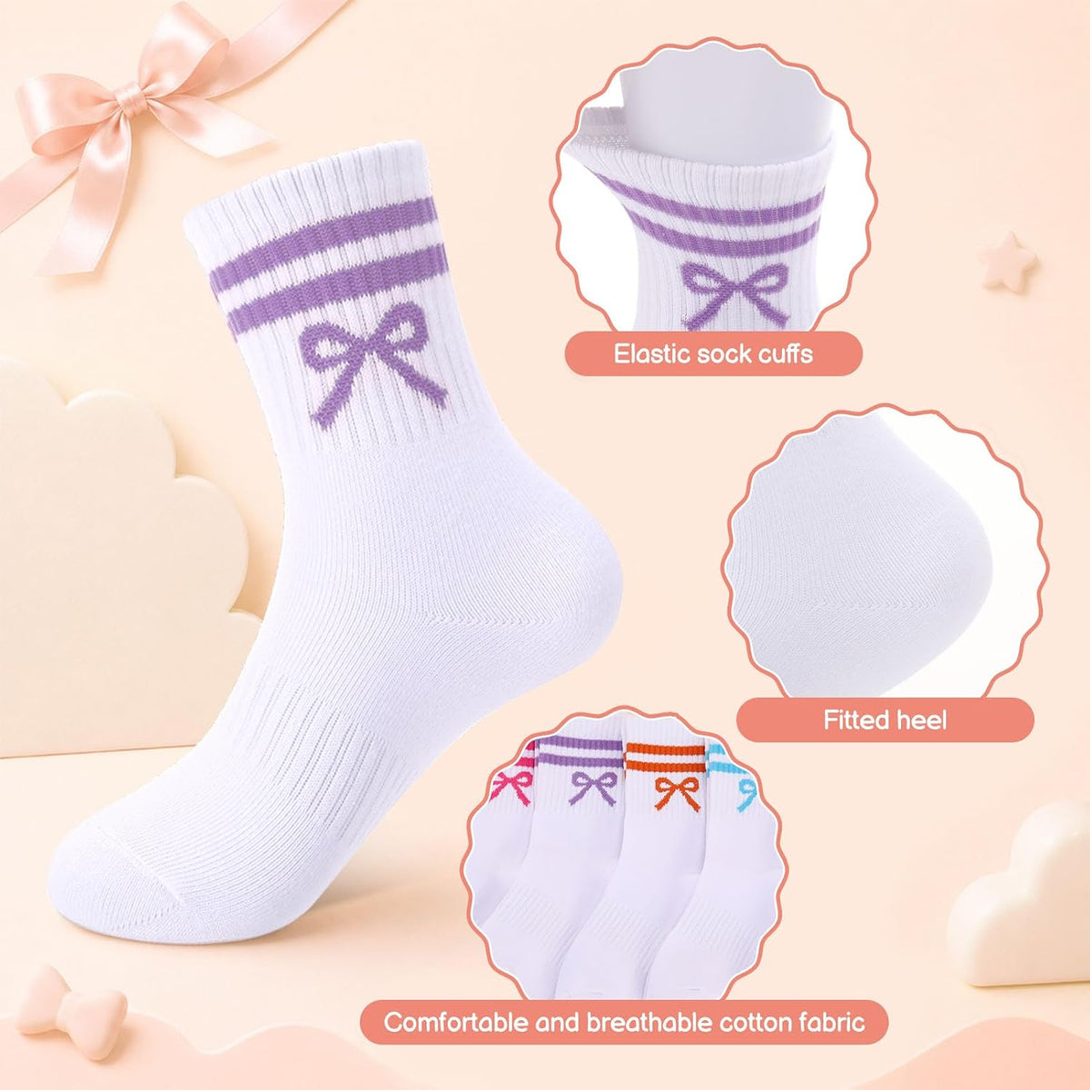 Kids Athletic Crew Socks for Girls Boys with Funny Prints