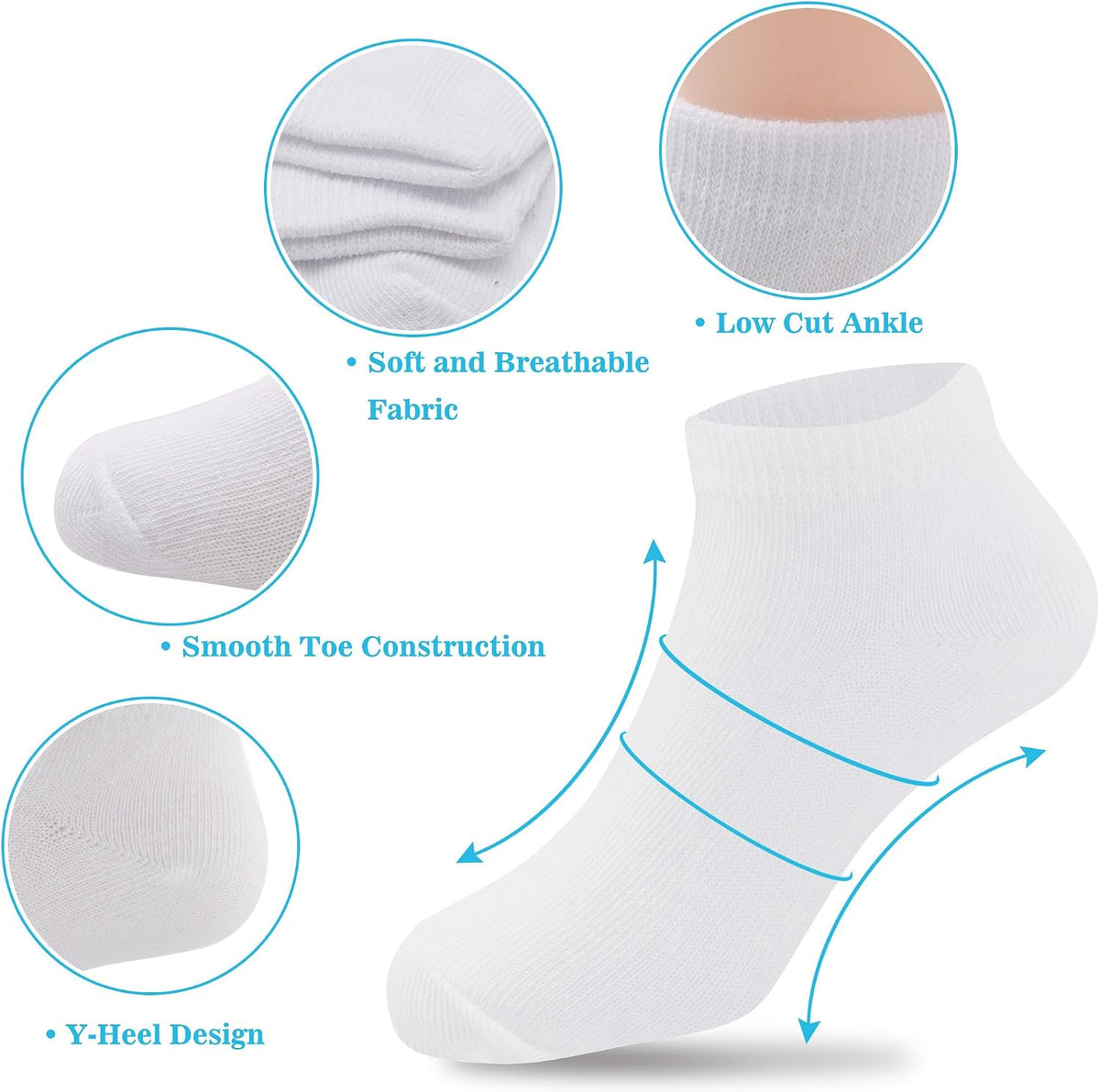 Duufin 12 Pairs Kids Socks Boys Girls Unisex Low Cut Ankle Socks for Kids
