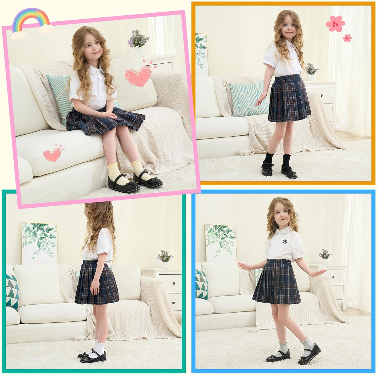 Age 3-10 Girls 100% Cotton Ruffle Socks, Cute Soft Breathable Frilly Dress Socks for Girls