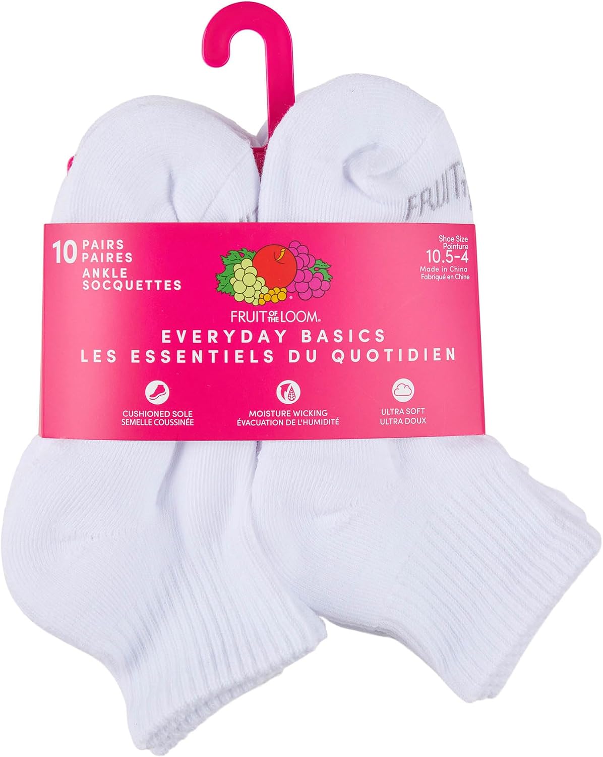 Fruit of the Loom Girl's Everyday Essential Soft Cushion Socks