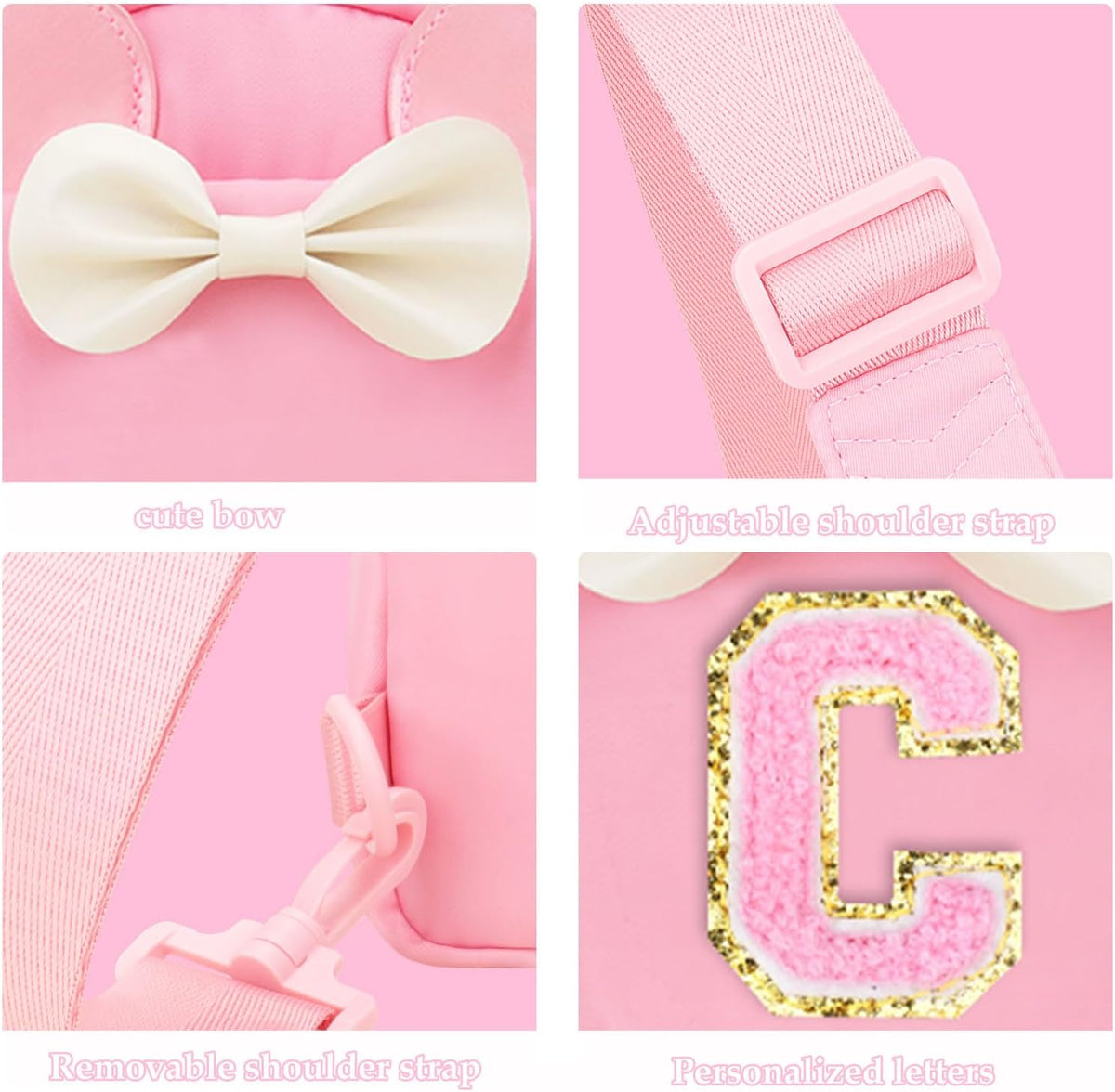 Girls Birthday Gifts for Kids - Initial Pink Small Sling Bags for Girl Fanny Pack Belt Bag for Crossbody Bags Purse for Kids Little Girl Gifts Pink A