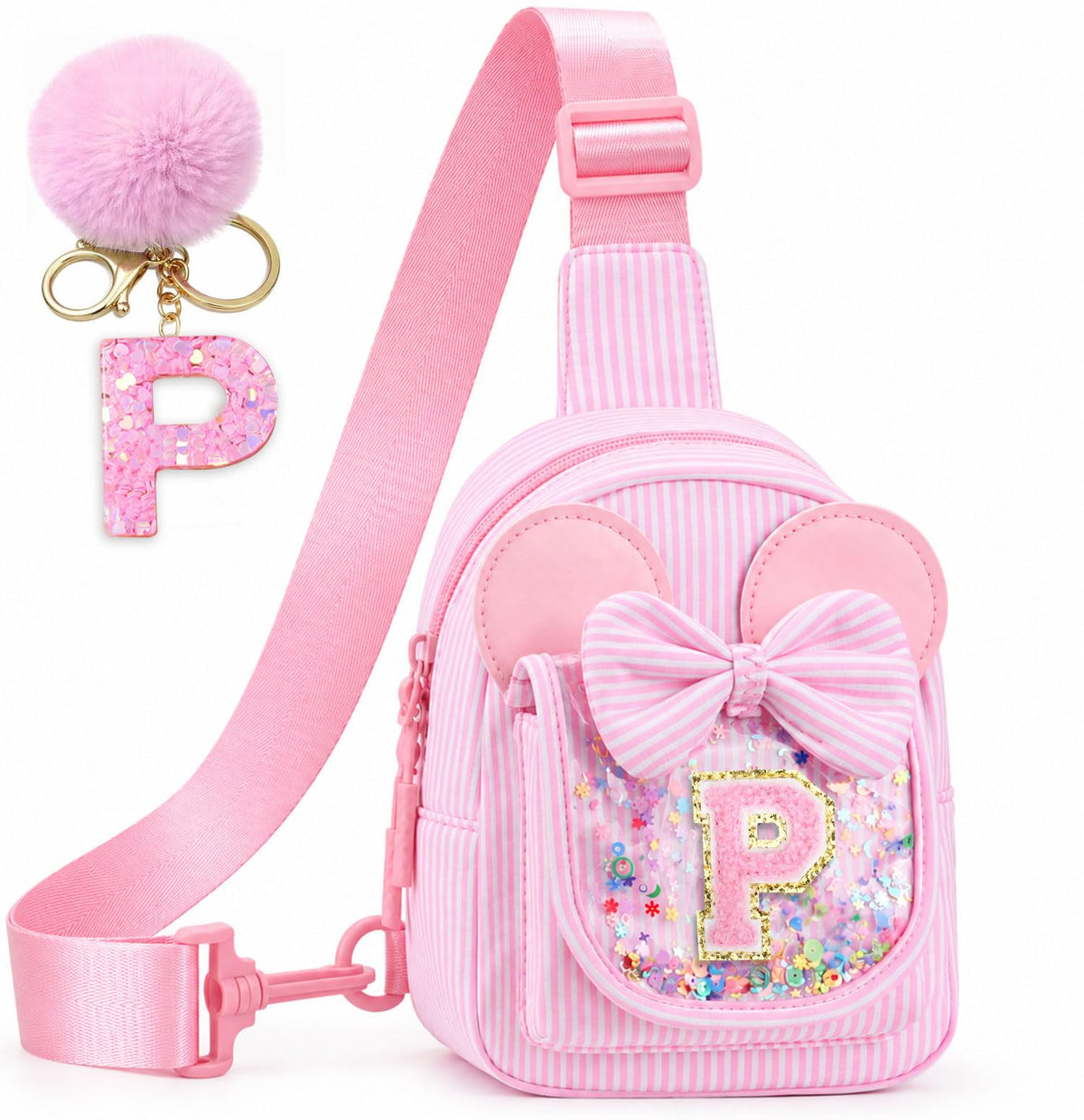 Girls Birthday Gifts for Kids - Initial Pink Small Sling Bags for Girl Fanny Pack Belt Bag for Crossbody Bags Purse for Kids Little Girl Gifts Pink A