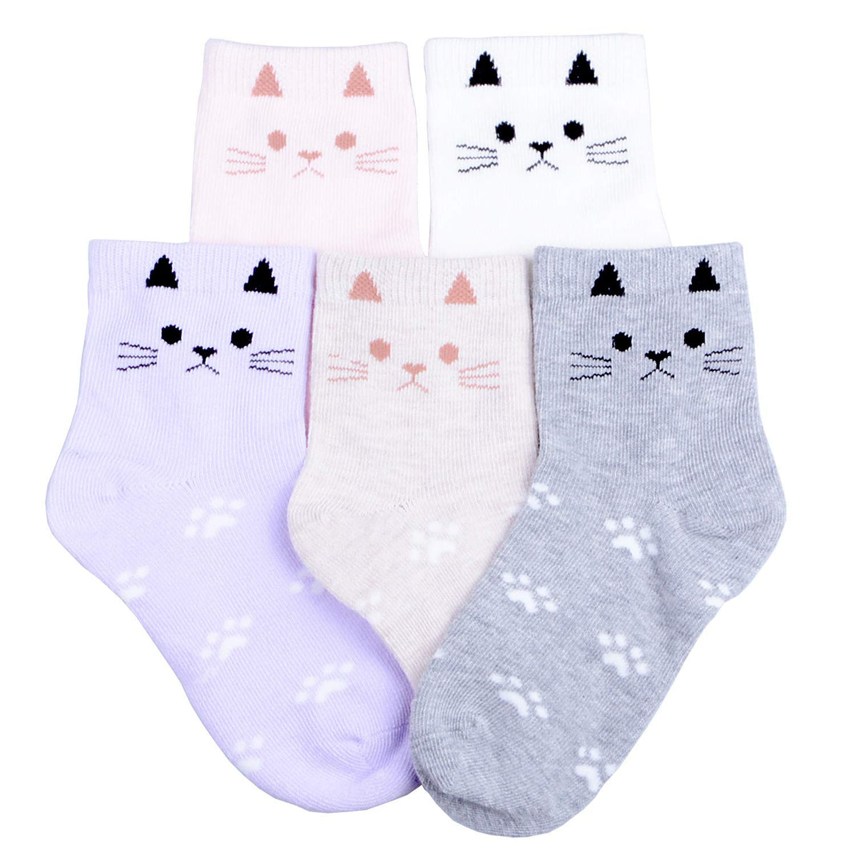 Tandi Kids Girls Cotton Cute Socks Low Cut Crew Ankle No Toe Seam Pack of 5