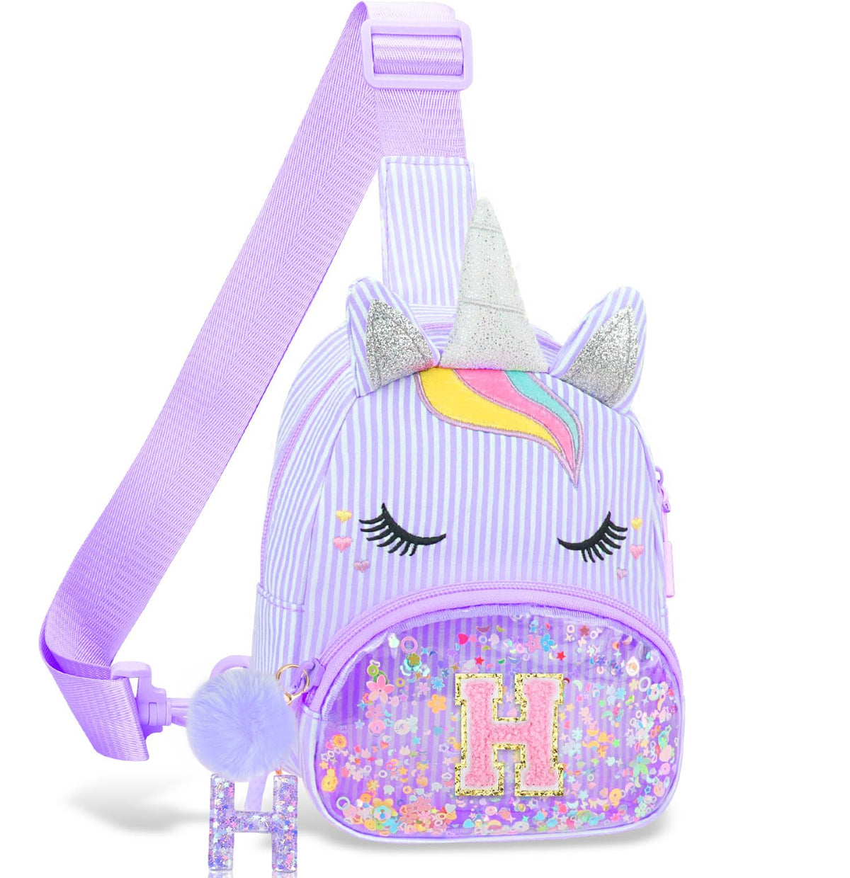 Girls Birthday Gifts for Kids - Initial Pink Small Sling Bags for Girl Fanny Pack Belt Bag for Crossbody Bags Purse for Kids Little Girl Gifts Pink A