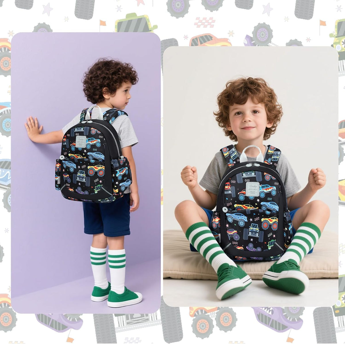 CAMTOP Toddler Backpack for Boys Girls 2-4, 12" H Kids Backpacks for Kindergarten Preschool, Small Bookbag for Daycare Travel (Black, 12''- Not fit A4 folder)