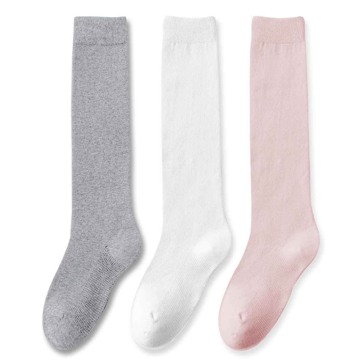 EPEIUS Girls Knee High Socks, Seamless Cotton School Uniform Socks 3-5 Pack