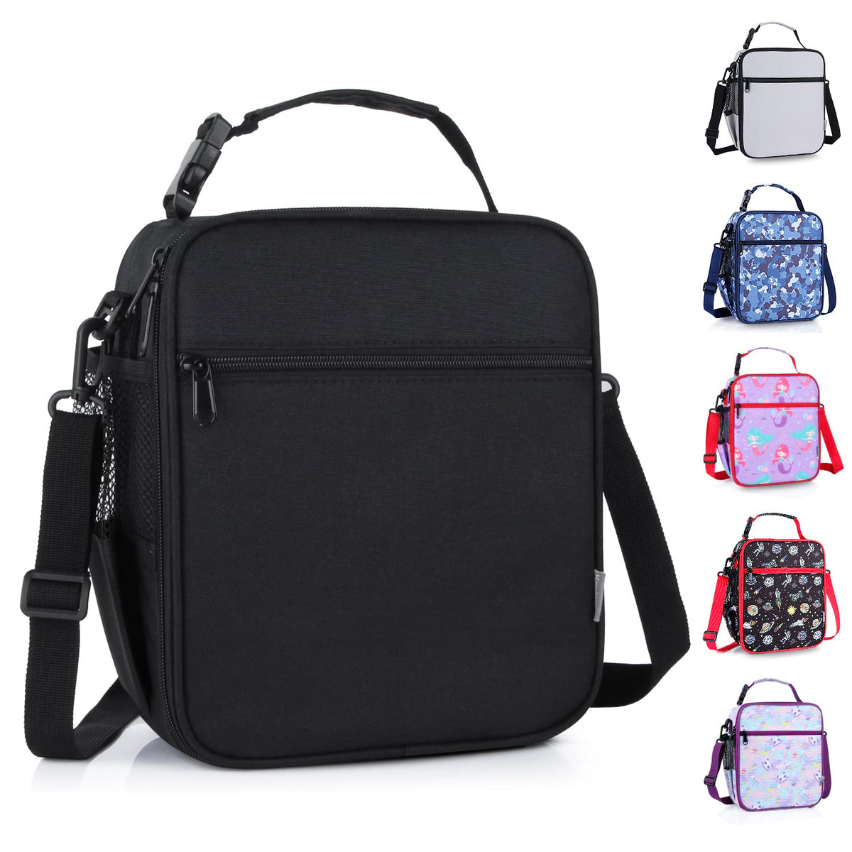 Kids Insulated Lunch Box Bag, Thermal Picnic Cool Bags with Adjustable Strap for Adults Children Women Men Boys Girls School Work (CAM-Blue)