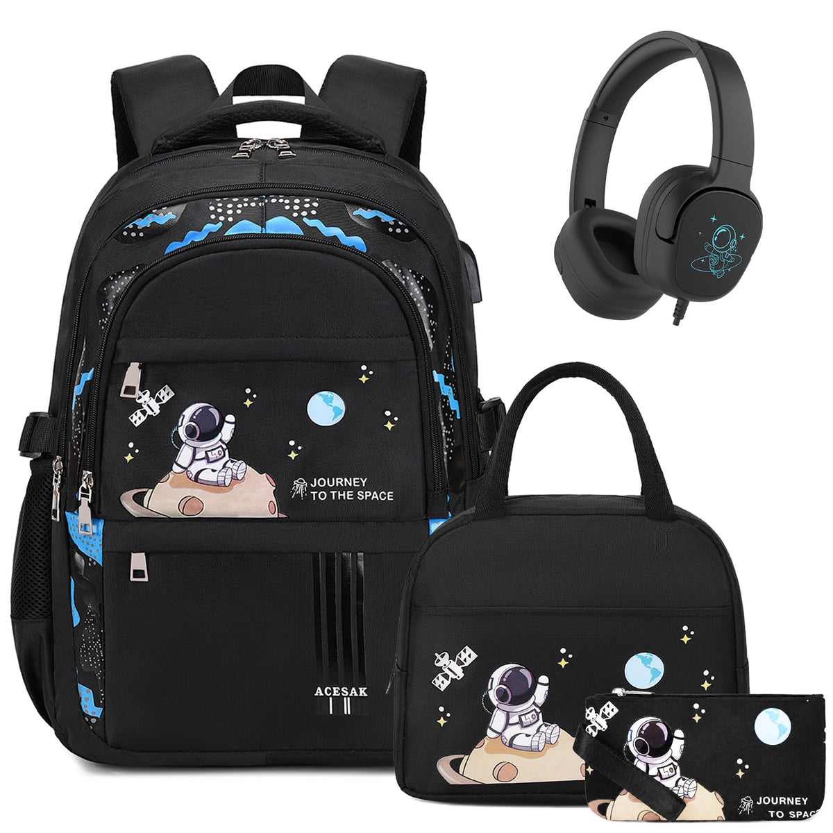 ACESAK Astronaut Backpack for Boys - Boy Backpack Schoolbag with Lunch Bag