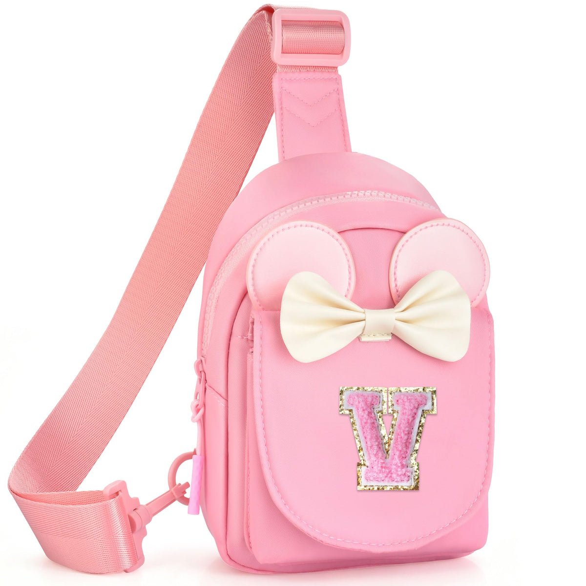 Girls Birthday Gifts for Kids - Initial Pink Small Sling Bags for Girl Fanny Pack Belt Bag for Crossbody Bags Purse for Kids Little Girl Gifts Pink A