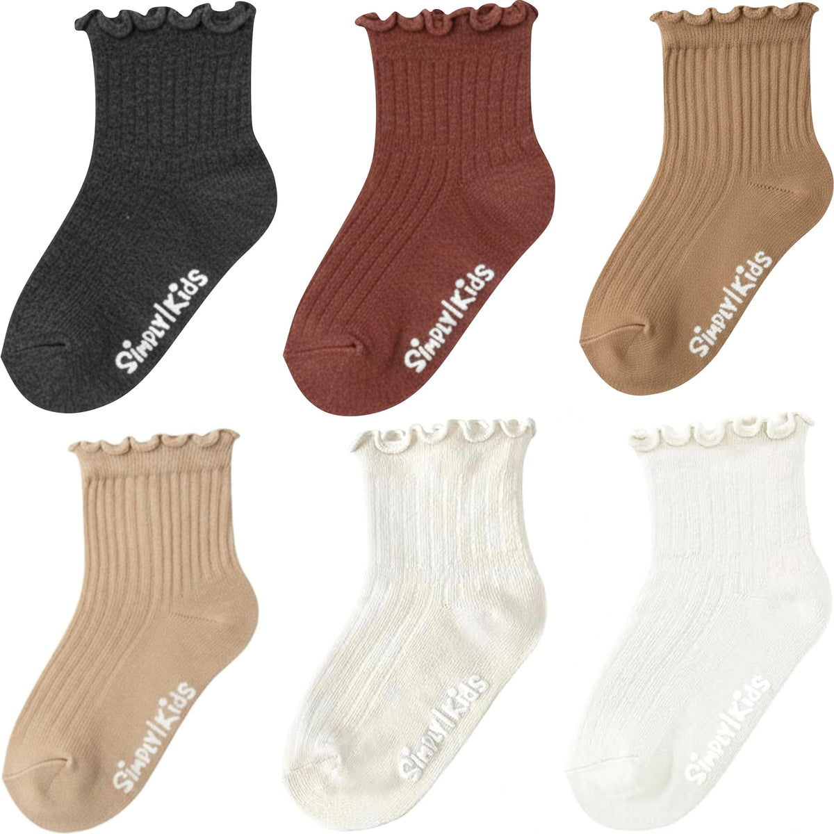 6 Pairs Toddler Ruffle Socks, 0-9 Years, Baby Little Girl Kids Grip Socks