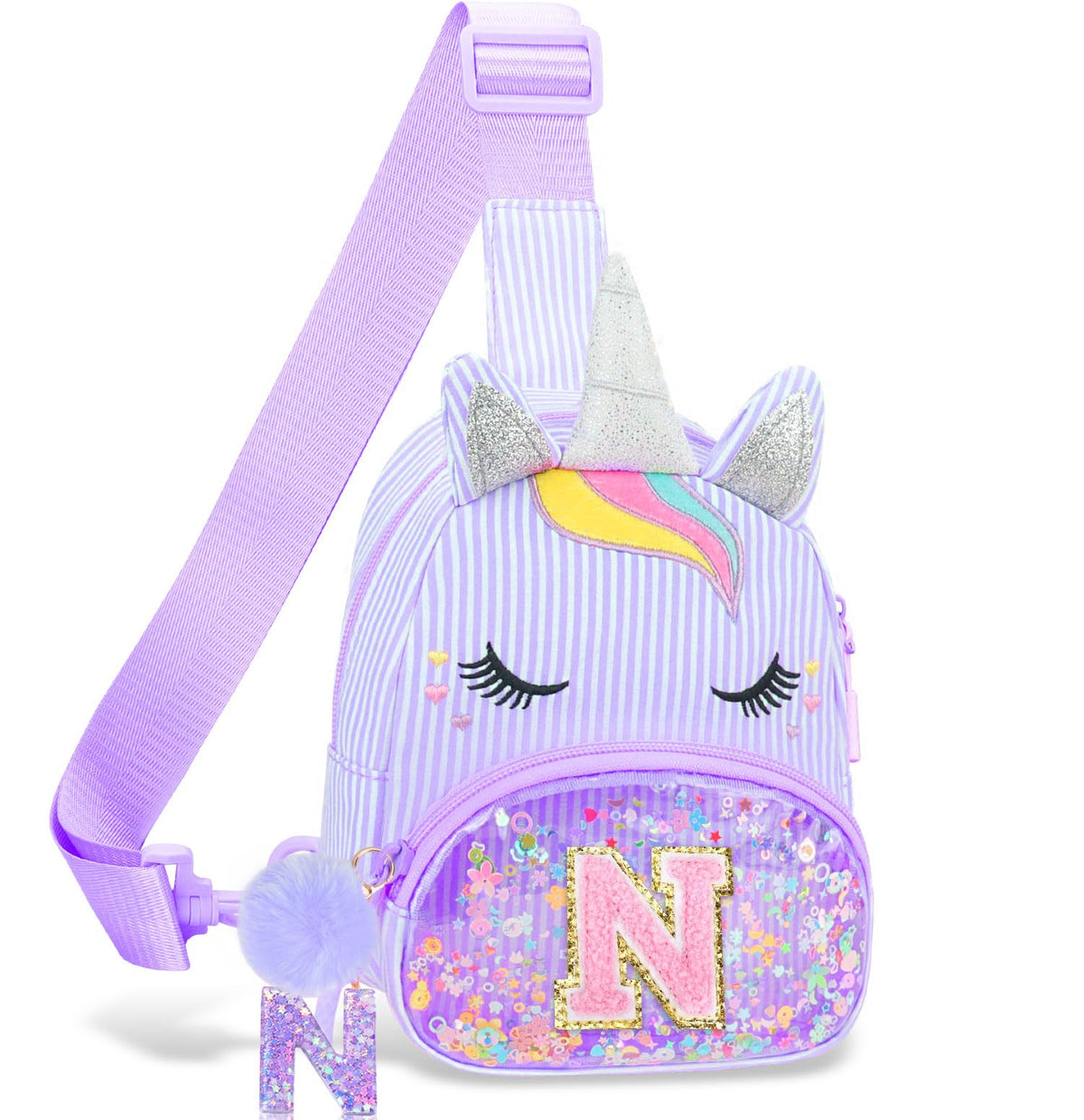 Girls Birthday Gifts for Kids - Initial Pink Small Sling Bags for Girl Fanny Pack Belt Bag for Crossbody Bags Purse for Kids Little Girl Gifts Pink A