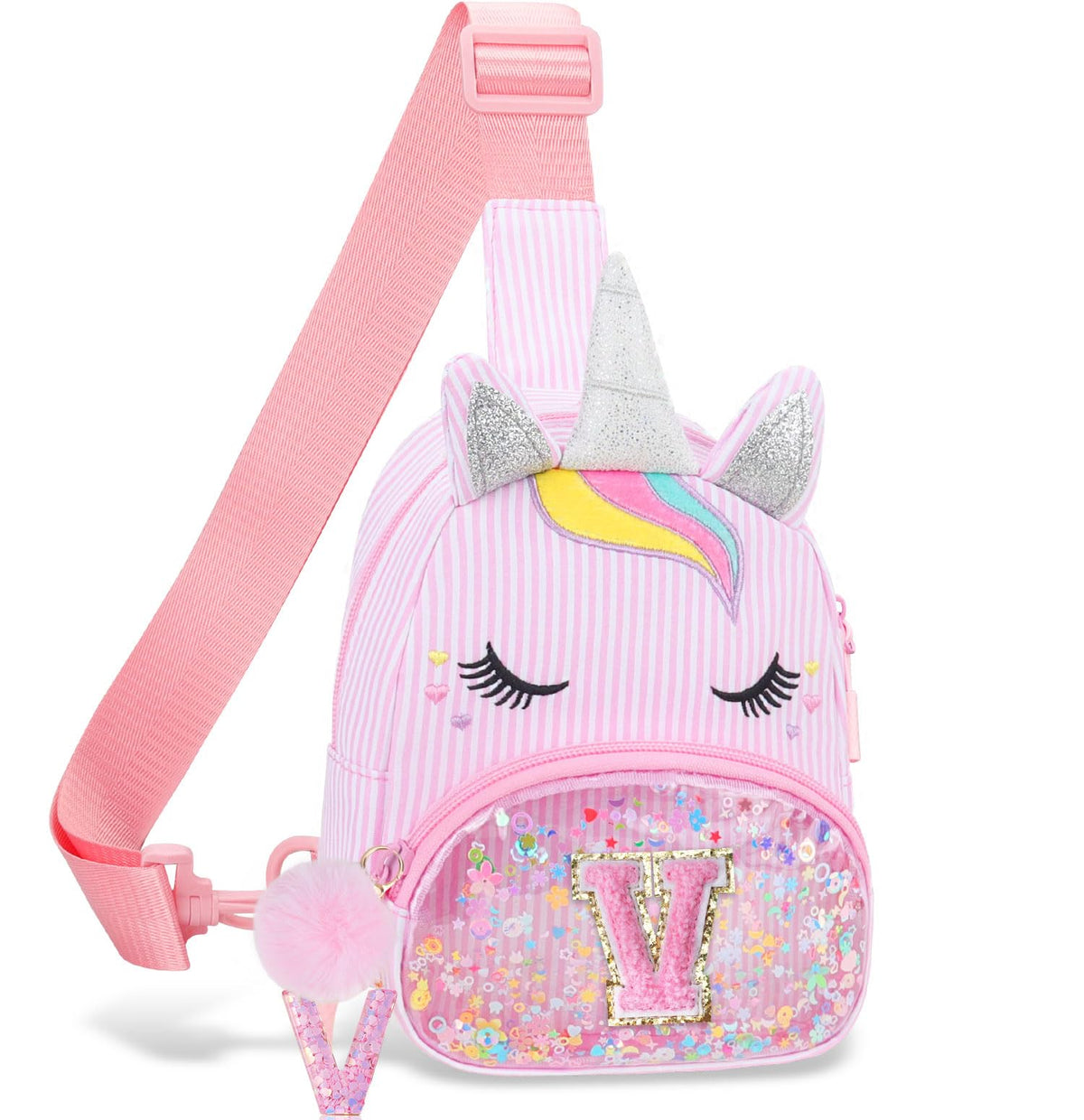 Girls Birthday Gifts for Kids - Initial Pink Small Sling Bags for Girl Fanny Pack Belt Bag for Crossbody Bags Purse for Kids Little Girl Gifts Pink A