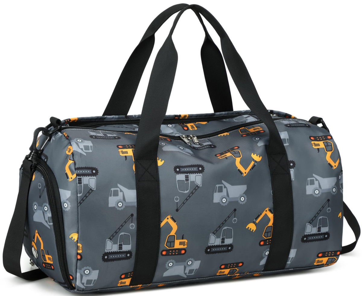 CAMTOP Kids Duffel Overnight Bag Boys Girls Toddler Weekender Carry-On Personalized Tote for Travel Gym Sport (A-Blue Dinosaur)